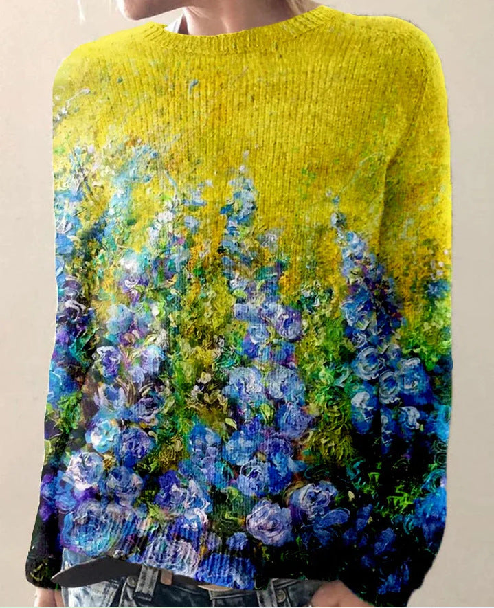 ND | Pull-over artistique en tricot de paysage
