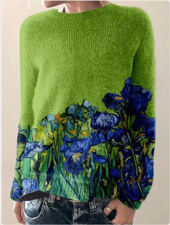 ND | Pull-over artistique en tricot de paysage