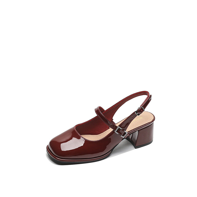 ND | Femmes Faux Cuir Boucle Bloc Talons