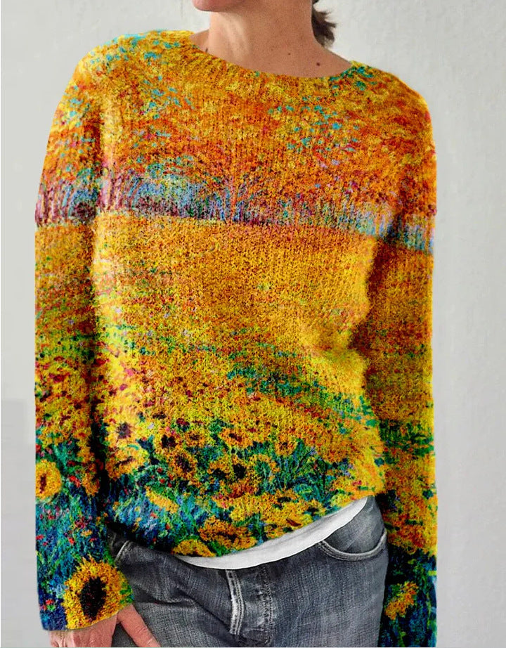 ND | Pull-over artistique en tricot de paysage