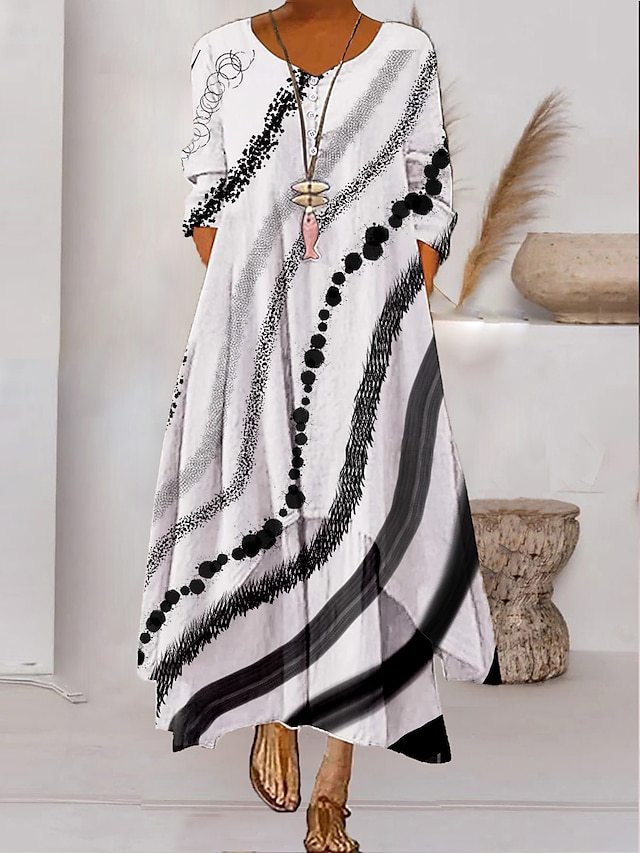 ND | Maxi-robe à manches longues - décolleté à boutons