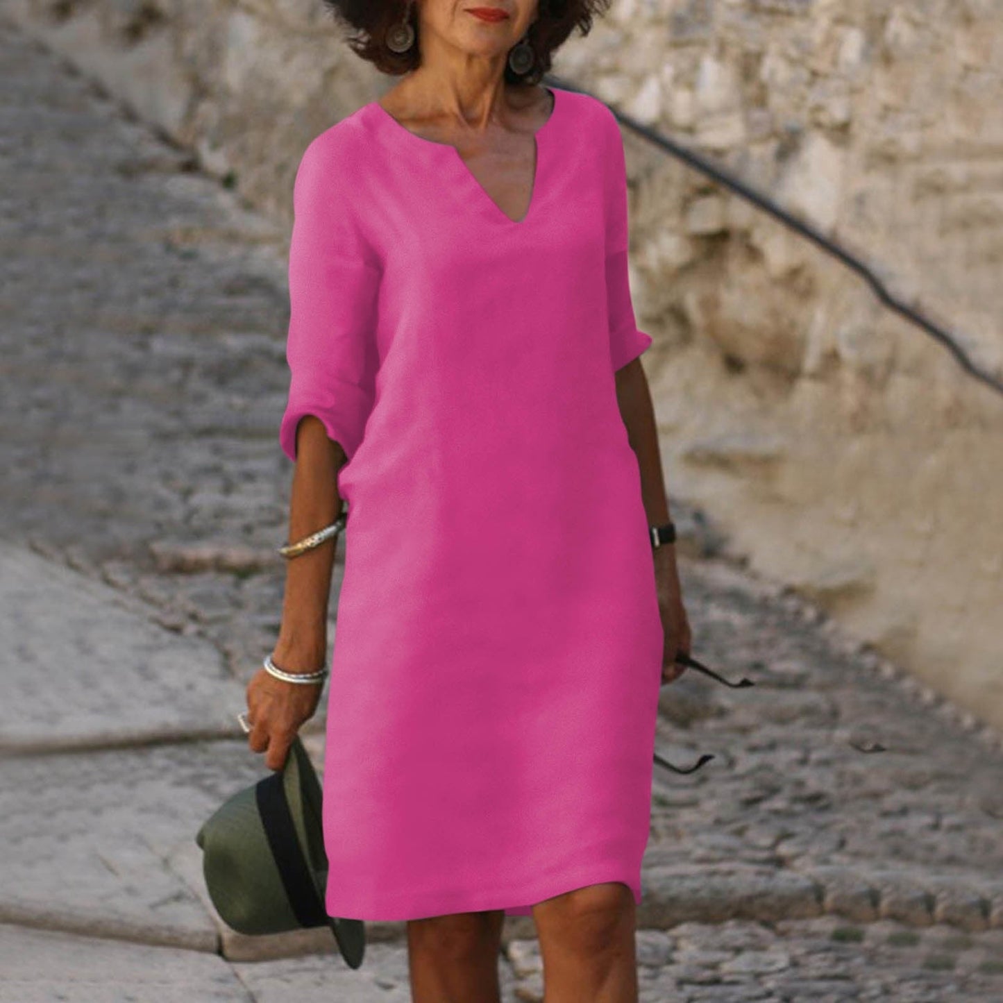 ND | Robe midi avec décolleté en V