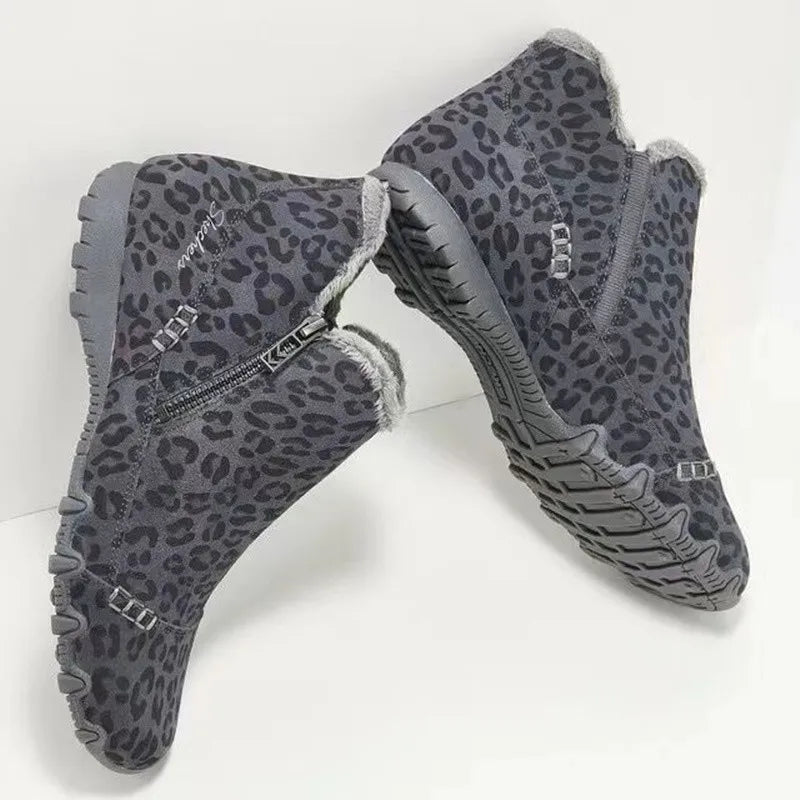 ND | Bottines à motif léopard avec doublure en fourrure synthétique