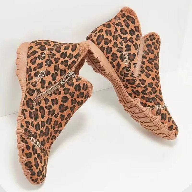ND | Bottines à motif léopard avec doublure en fourrure synthétique