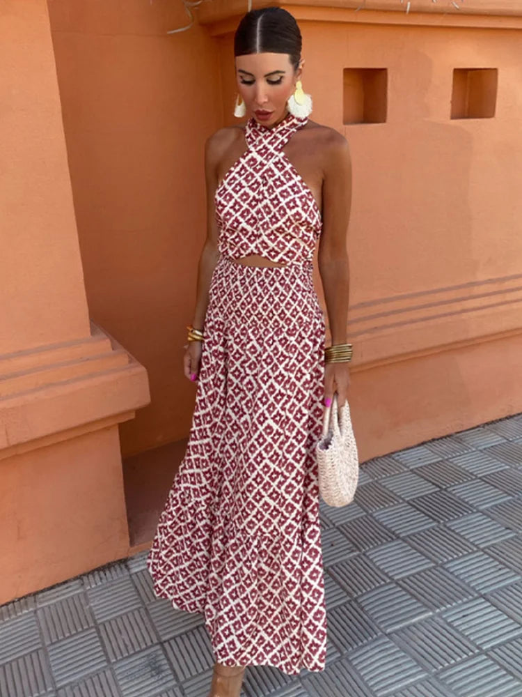 EP | Robe midi élégante avec col noué et dos ouvert pour femmes