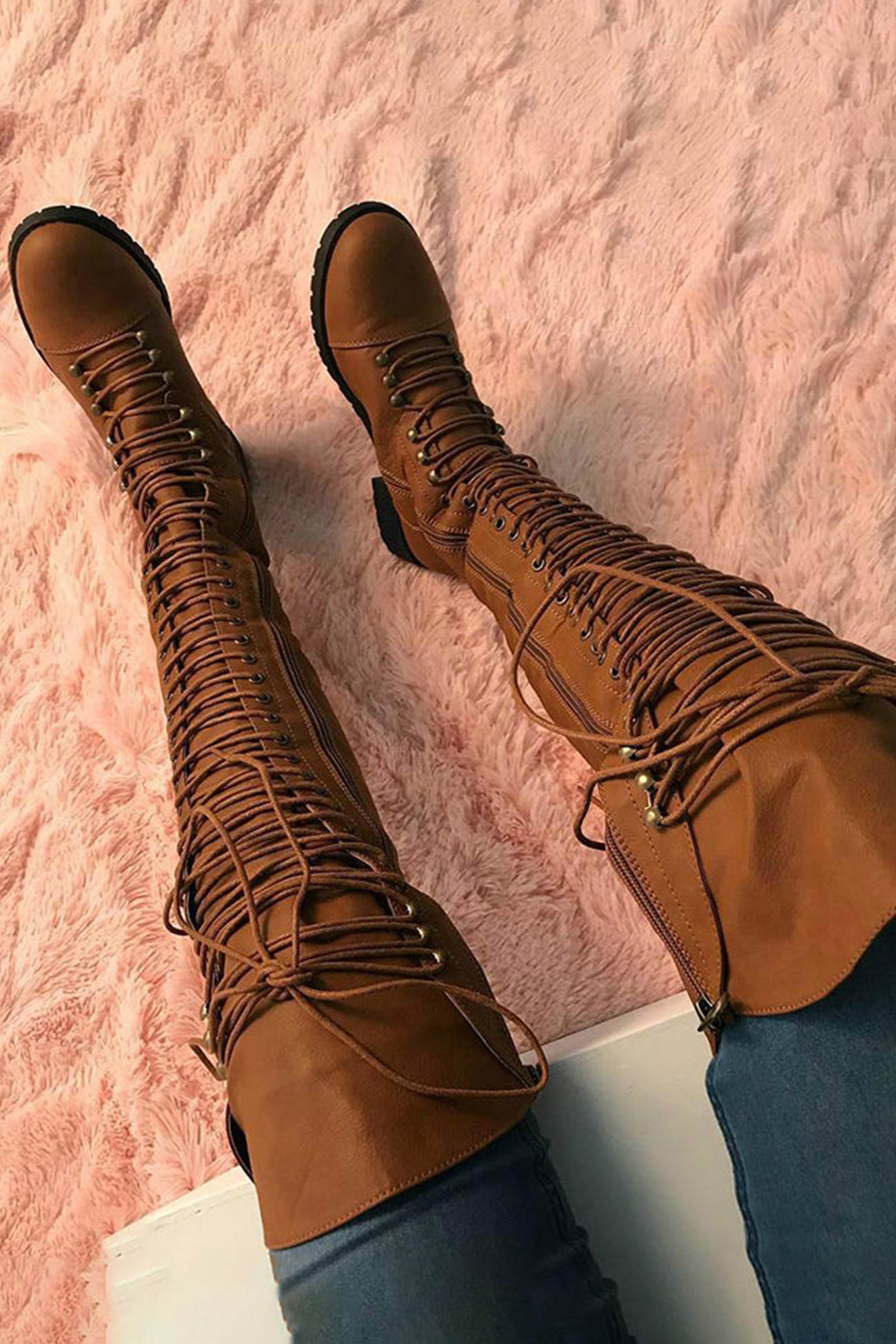ND | Bottes over-the-nee avec lacets