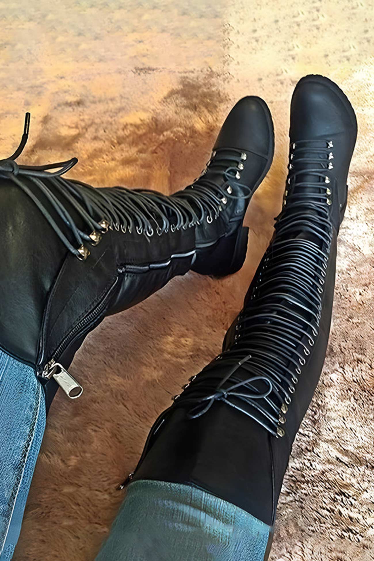 ND | Bottes over-the-nee avec lacets