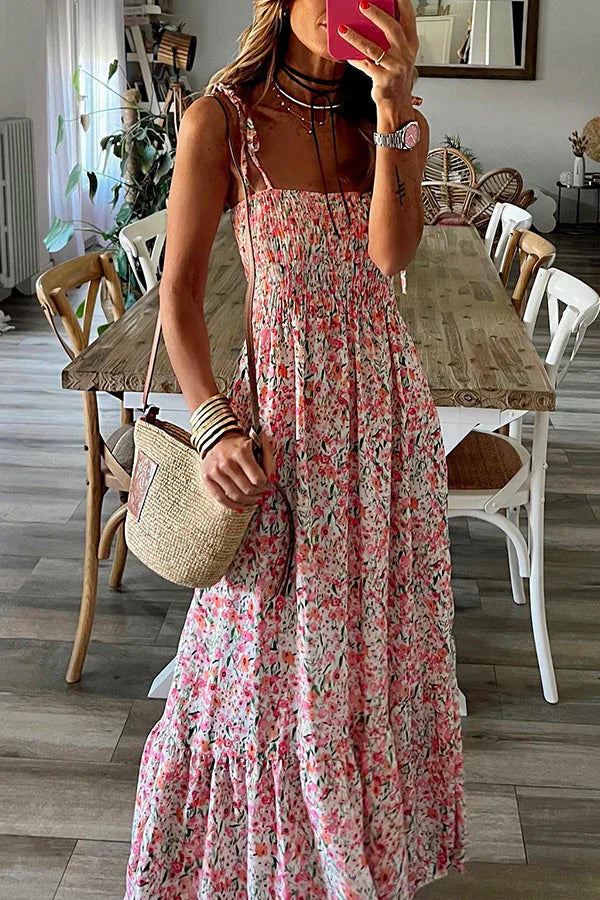 ND | Rubie Satin imprimé robe maxi bustier avec élastique au dos