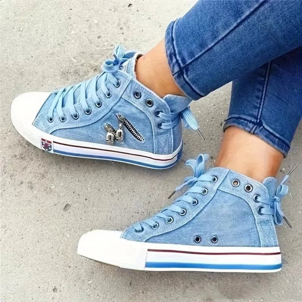 ND | Baskets en denim avec semelles blanches
