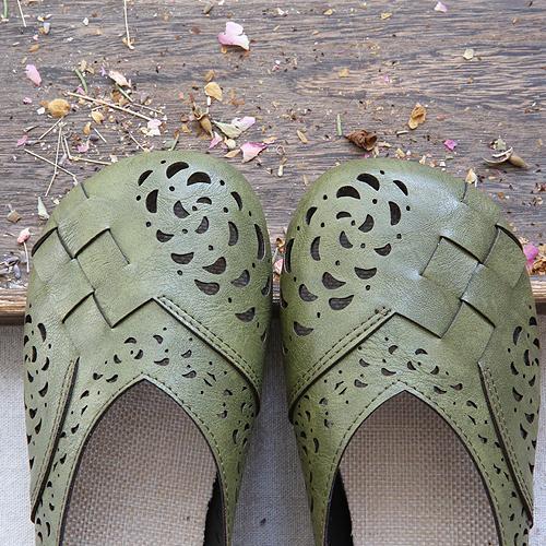 ND | Flats en cuir respirant style vintage