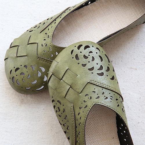ND | Flats en cuir respirant style vintage