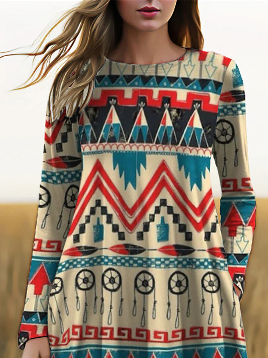 ND | Robe midi à manches longues avec imprimé boho