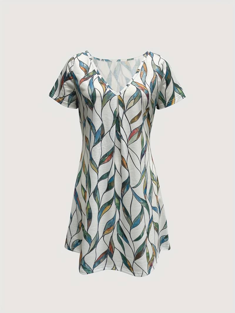 EP | Robe avec col en V et motif de feuilles
