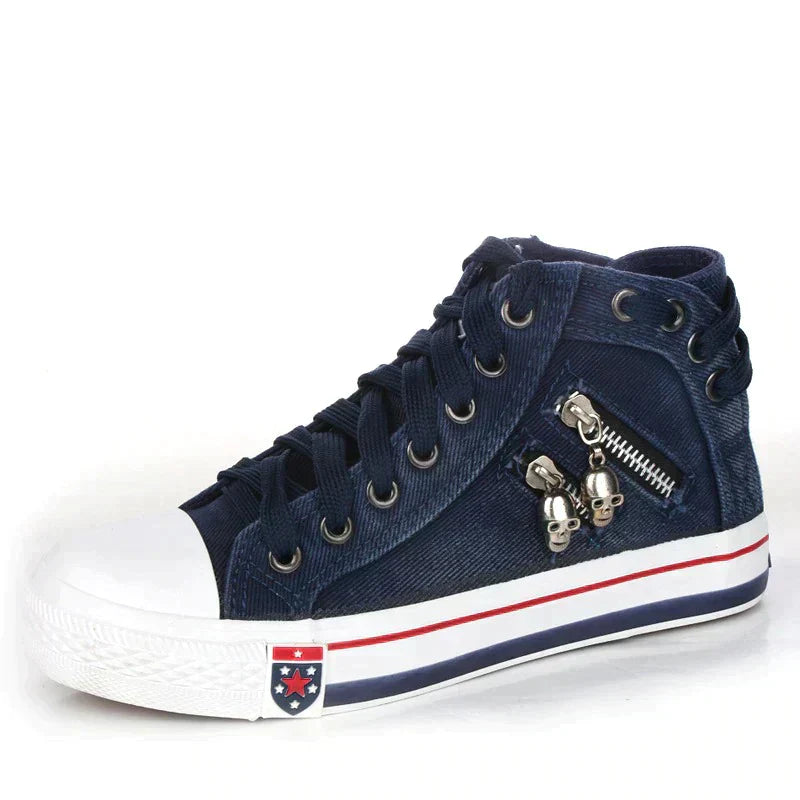 ND | Baskets en denim avec semelles blanches