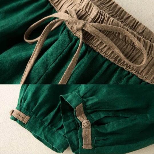 EP | pantalons de harem en coton et lin avec laçage, amples, élastiques, taille haute et grande taille