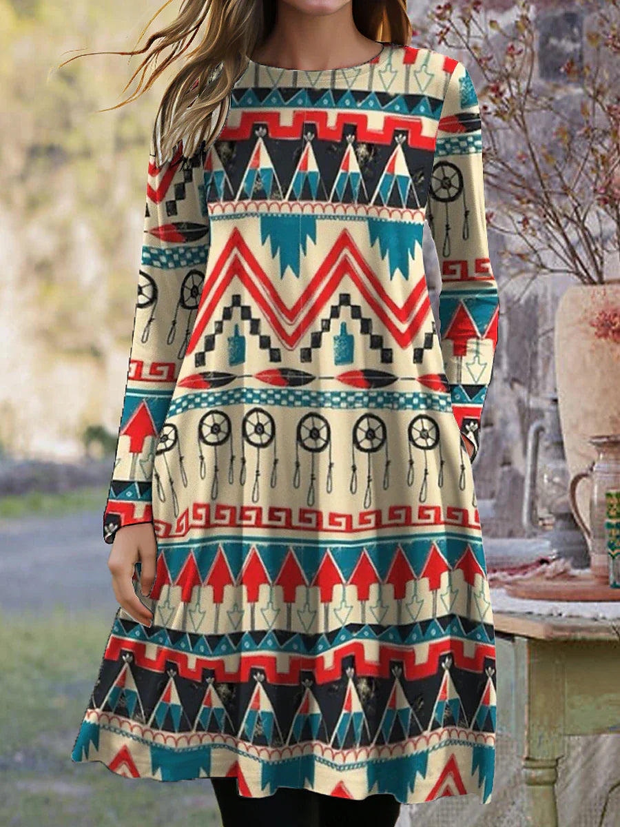 ND | Robe midi à manches longues avec imprimé boho