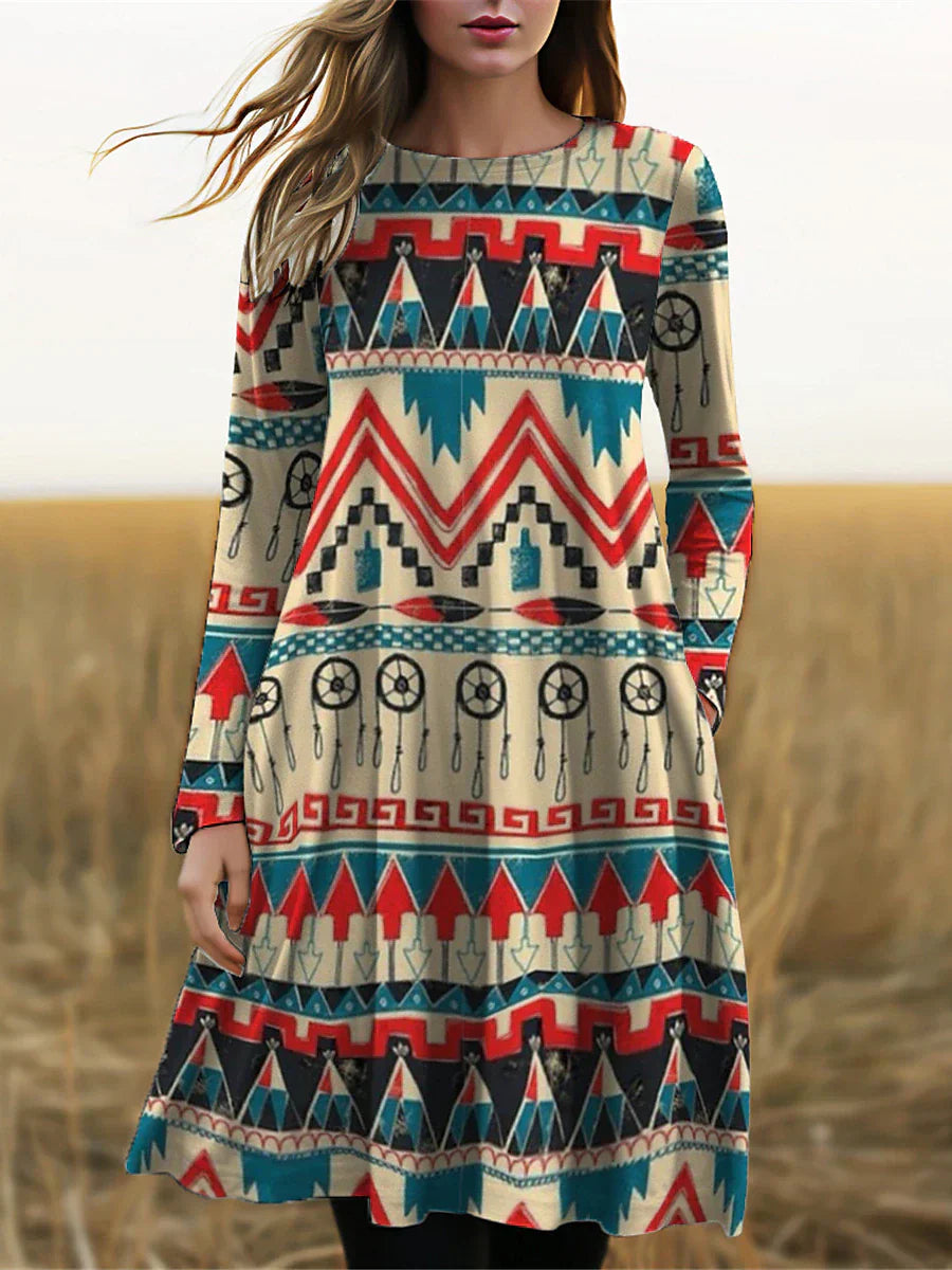 ND | Robe midi à manches longues avec imprimé boho