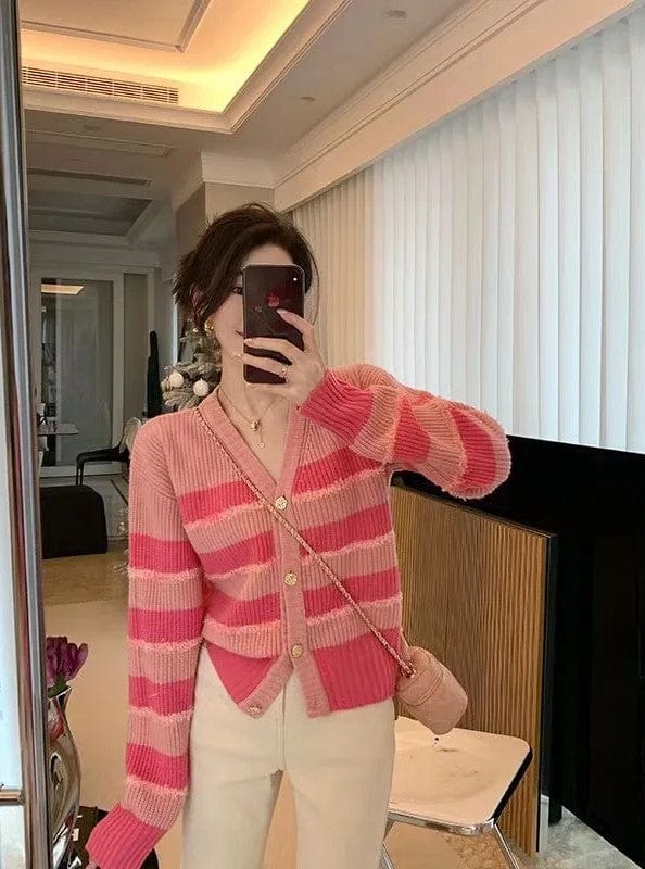 EP | Cardigan en tricot rayé décontracté