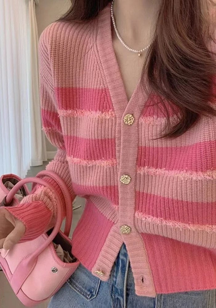 EP | Cardigan en tricot rayé décontracté