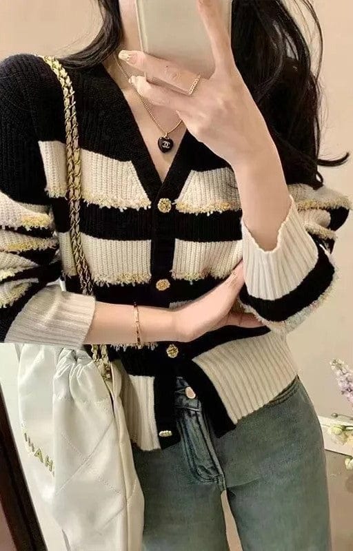 EP | Cardigan en tricot rayé décontracté
