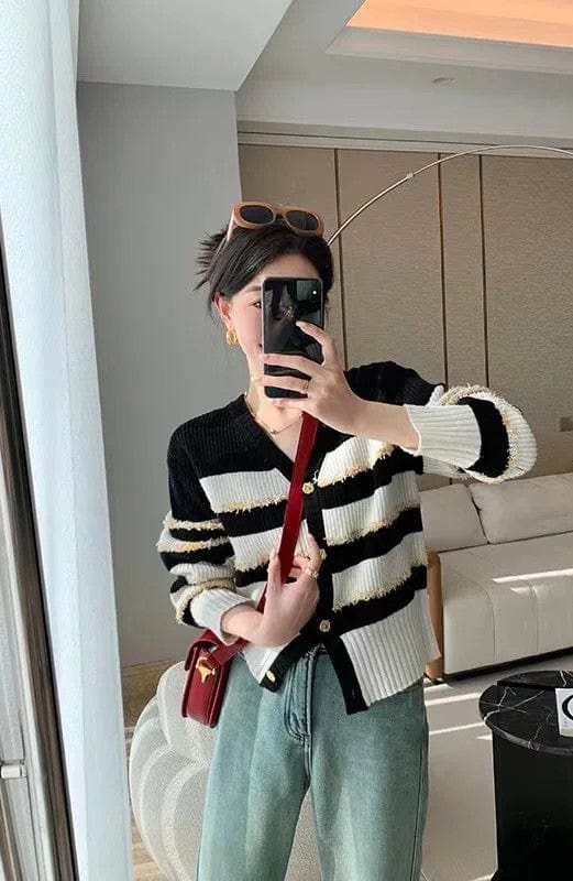 EP | Cardigan en tricot rayé décontracté