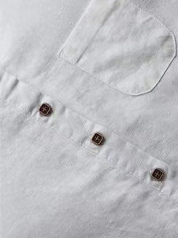 EP | Nouvelle couleur solide col Henley bouton ouvert chemise à manches longues de style robe midi