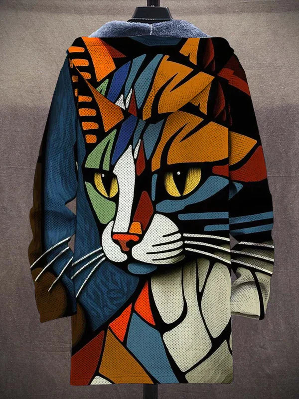 ND | Veste à capuche doublée de molleton avec un imprimé chat artistique