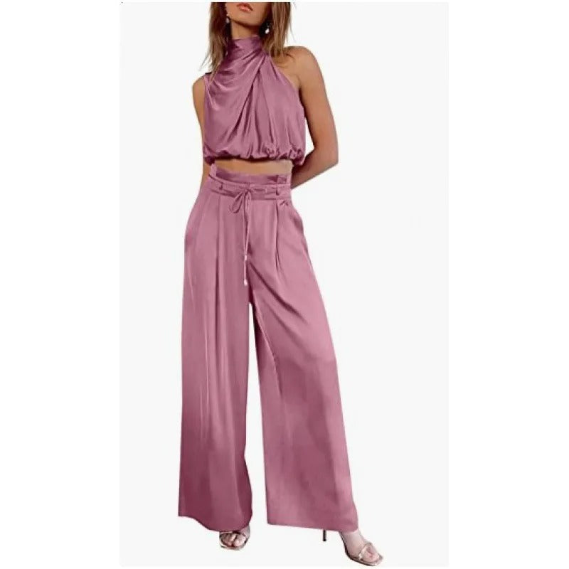 EP | Crop-Top avec décolleté tour de cou et ensemble de jambes larges