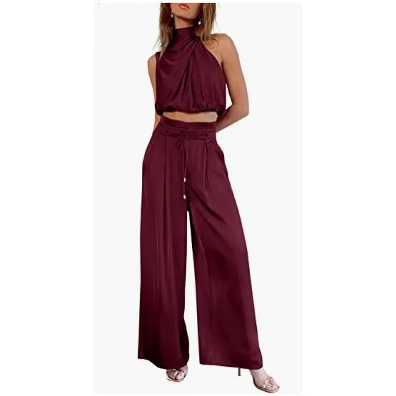 EP | Crop-Top avec décolleté tour de cou et ensemble de jambes larges