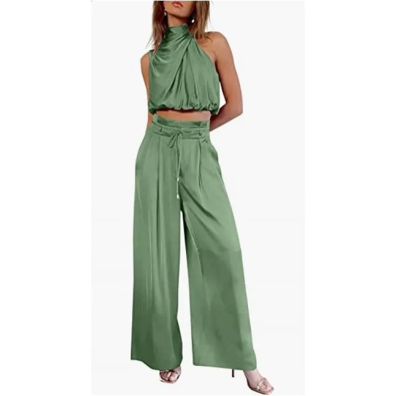 EP | Crop-Top avec décolleté tour de cou et ensemble de jambes larges