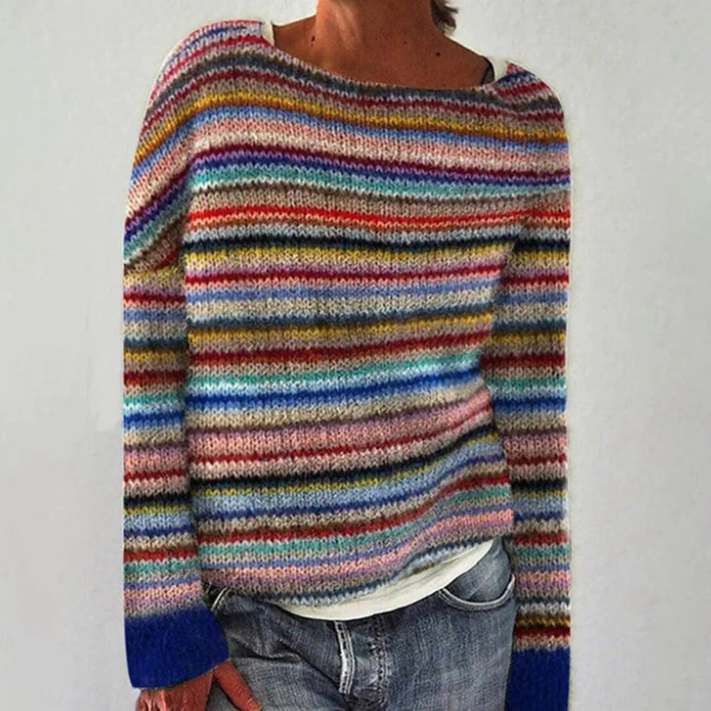 EP | pull en maille color block avec manches rayées