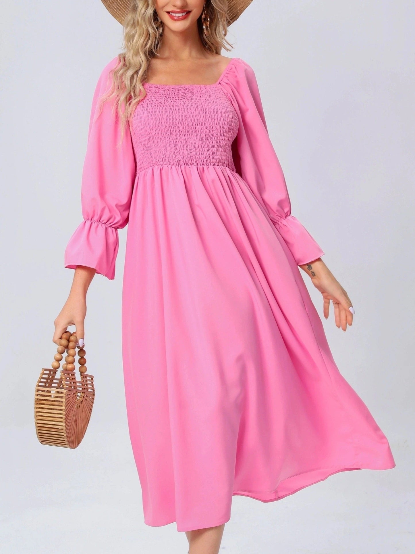 EP | Robe midi avec manches bouffantes