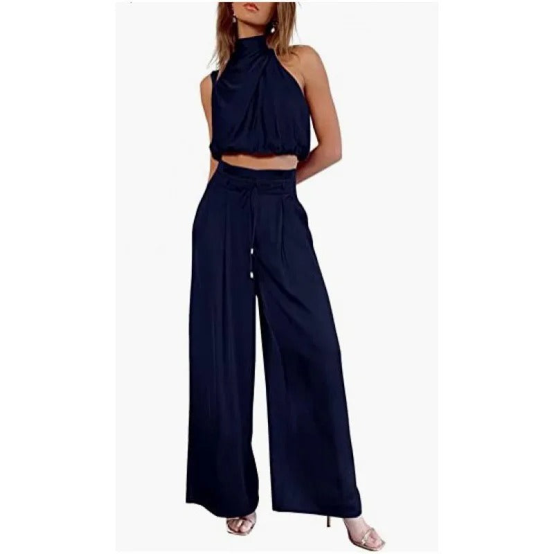 EP | Crop-Top avec décolleté tour de cou et ensemble de jambes larges