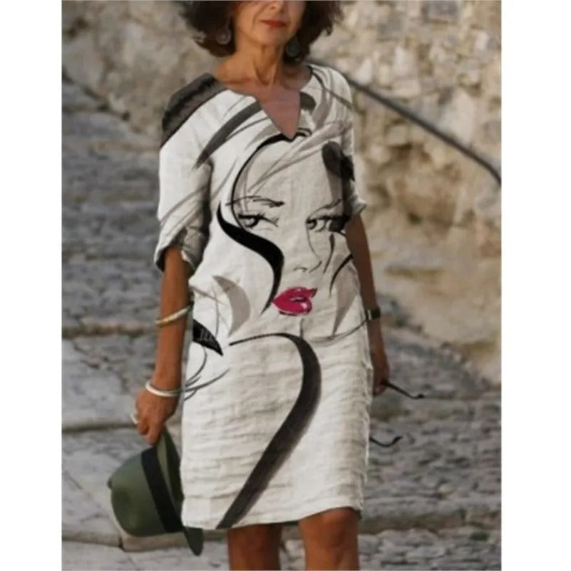 EP | Robe midi avec décolleté en V et imprimé fleuri