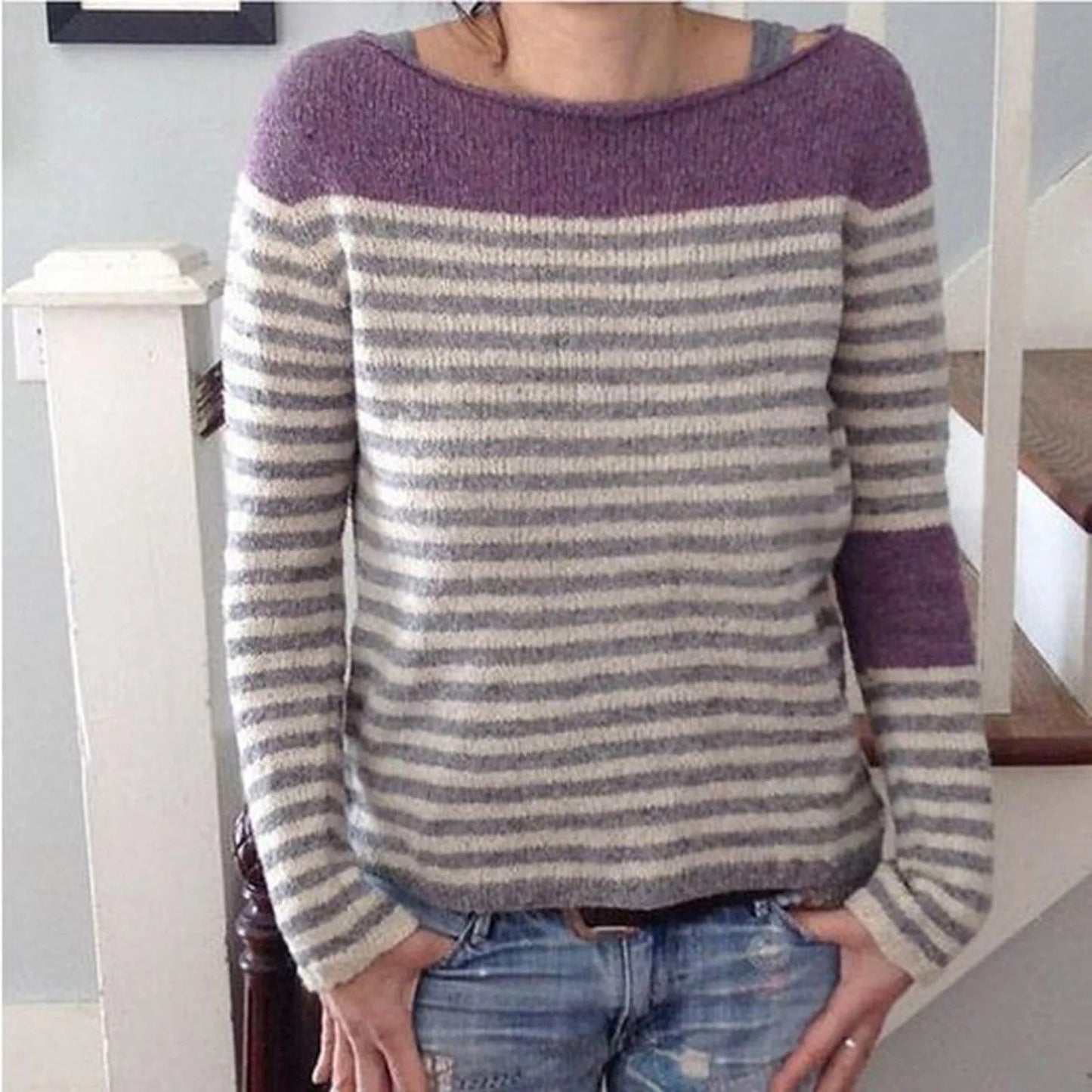 EP | pull en maille color block avec manches rayées