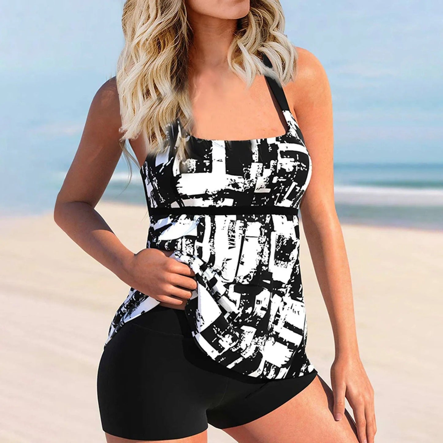 EP | Maillot de bain tankini imprimé avec encolure carrée