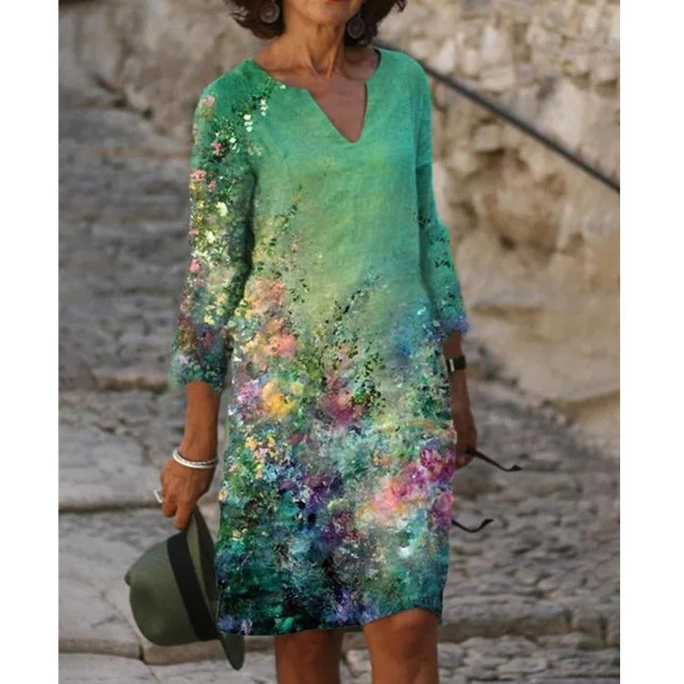 EP | Robe midi avec décolleté en V et imprimé fleuri