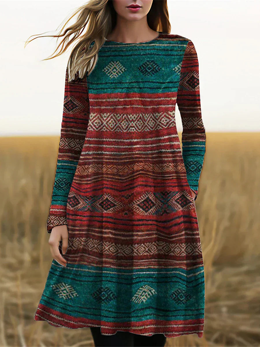 ND | Robe midi à manches longues avec imprimé boho