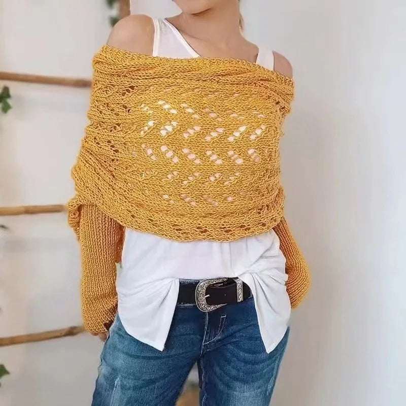 EP | Elégant pull-over cache-cœur en tricot avec détail ajouré