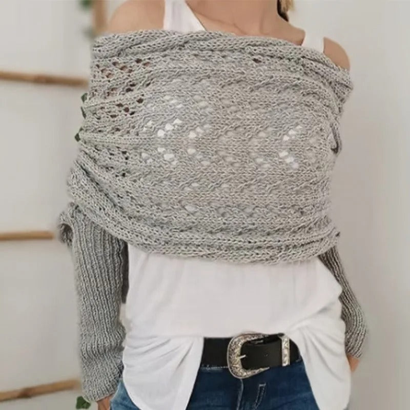 EP | Elégant pull-over cache-cœur en tricot avec détail ajouré