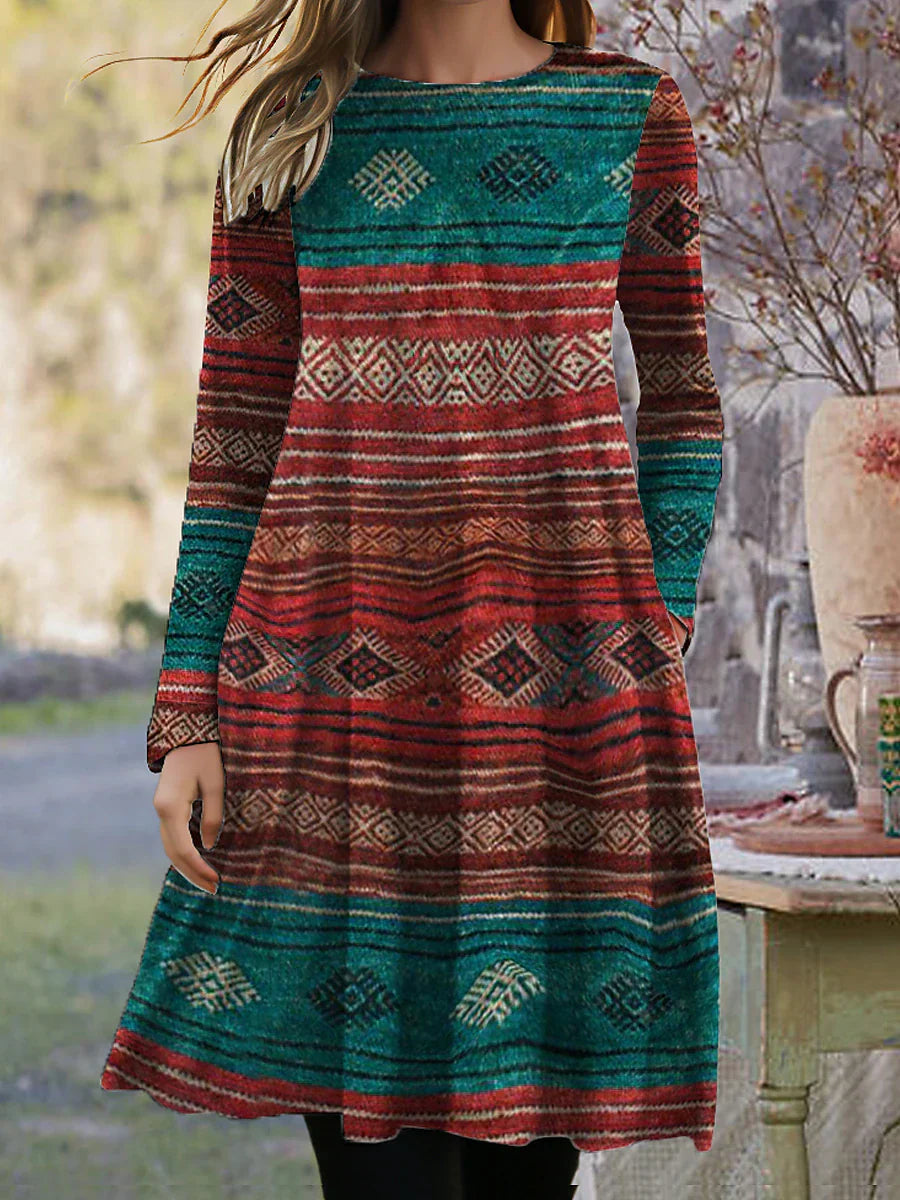 ND | Robe midi à manches longues avec imprimé boho