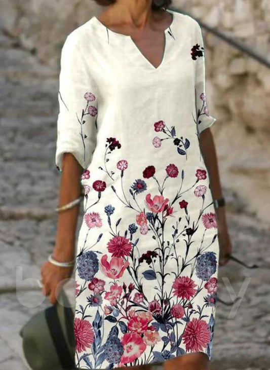 ND | Robe midi imprimée avec décolleté en V