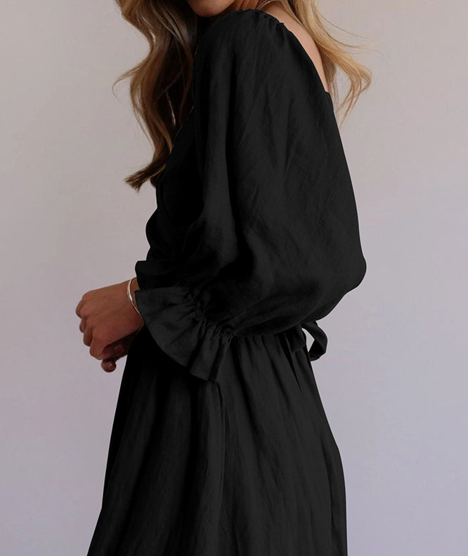 ND | Robe midi avec manches bouffantes et bande à la taille