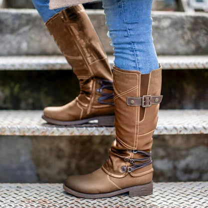 EP | Cuir Vintage Zipper Haut Large Bottes de Calf