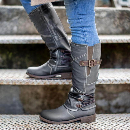 EP | Cuir Vintage Zipper Haut Large Bottes de Calf