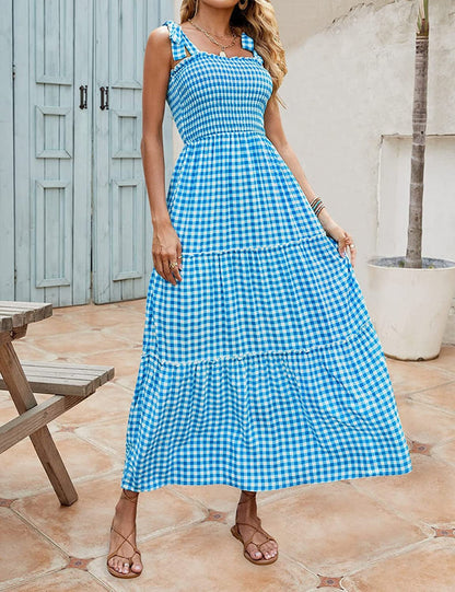 ND | Mila - Femmes été long bohème imprimé robes sans bretelles