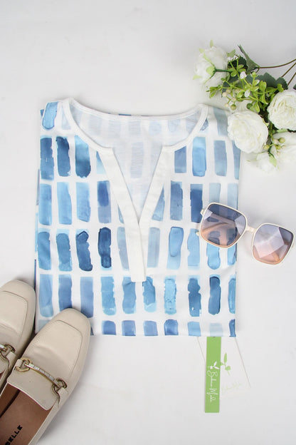 ND | motif bleu manches courtes