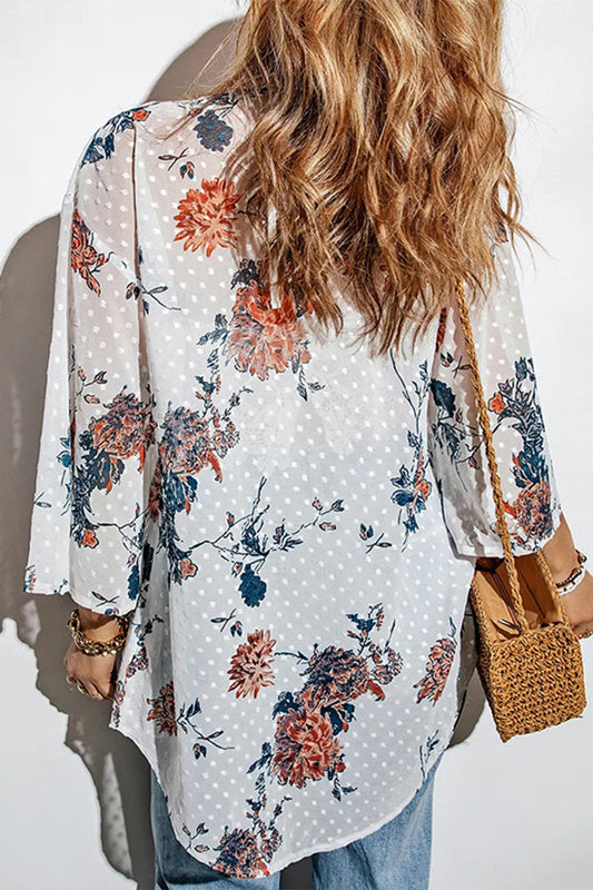EP | Décontracté Vacances Imprimer Patchwork Cardigan Col Tops