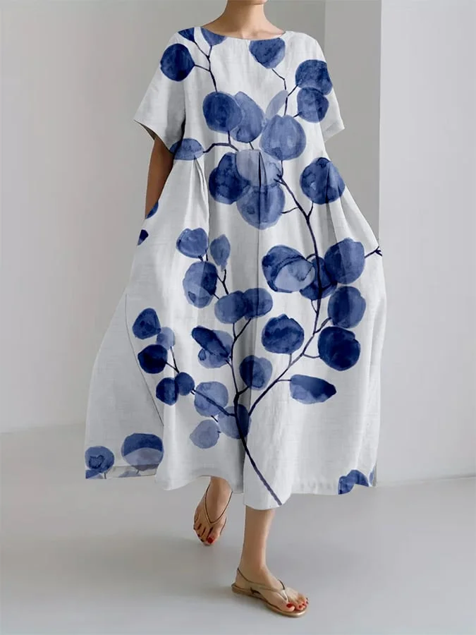 ND | Mila - Robe décontractée pour femme avec un imprimé botanique floral de style rétro
