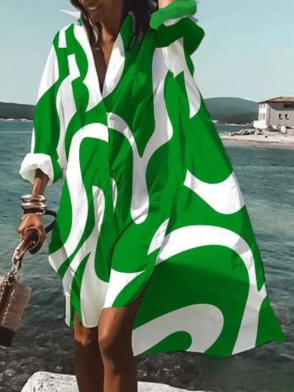 ND | Emma - Robe urbaine à coupe normale, col chemise et manches longues